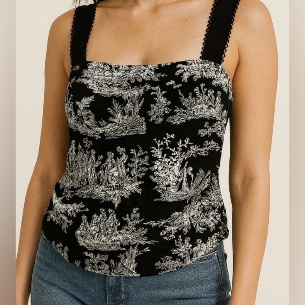Thirty Thirty LA Toile Print Ruched Top – 
size Junior, Small New with Tags